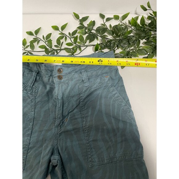 Anthropologie Wanderer Pants Womens 26 Blue Green Zebra Linen Crop High Rise - Picture 11 of 15